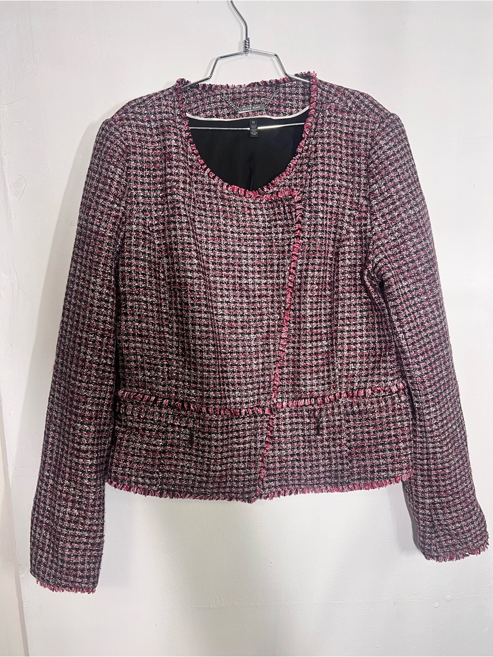 White House Black Market Classic Pink Tweed Women's Jacket